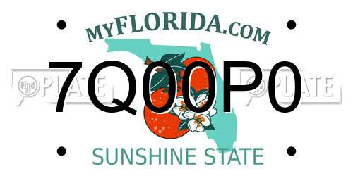 7Q00P0 Florida License Plate