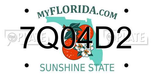 7Q04D2 Florida License Plate