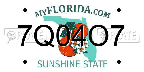 7Q04O7 Florida License Plate