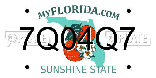 7Q04Q7 Florida License Plate