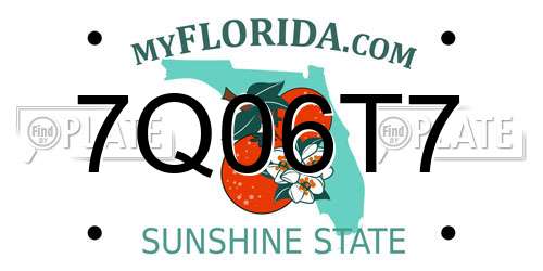 7Q06T7 Florida License Plate