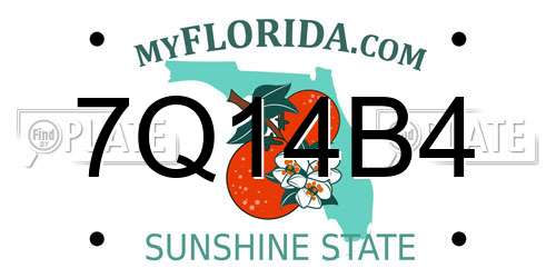 7Q14B4 Florida License Plate