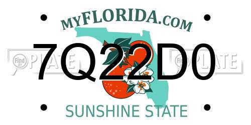 7Q22D0 Florida License Plate