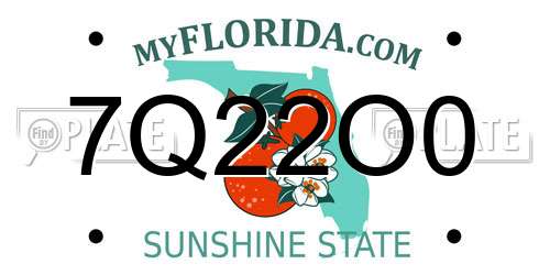 7Q22O0 Florida License Plate