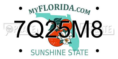 7Q25M8 Florida License Plate