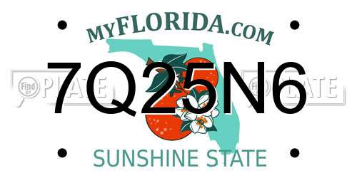 7Q25N6 Florida License Plate