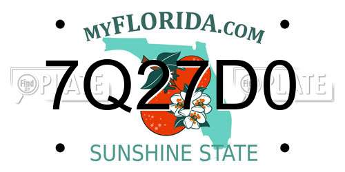 7Q27D0 Florida License Plate