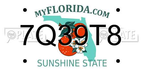 7Q39T8 Florida License Plate
