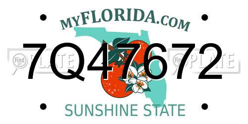 7Q47672 Florida License Plate
