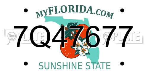 7Q47677 Florida License Plate