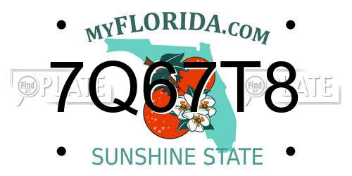 7Q67T8 Florida License Plate