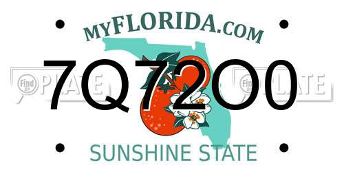 7Q72O0 Florida License Plate