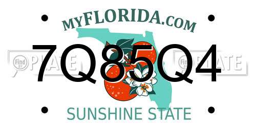 7Q85Q4 Florida License Plate