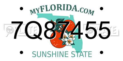 7Q87455 Florida License Plate