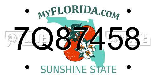 7Q87458 Florida License Plate