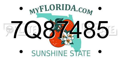 7Q87485 Florida License Plate