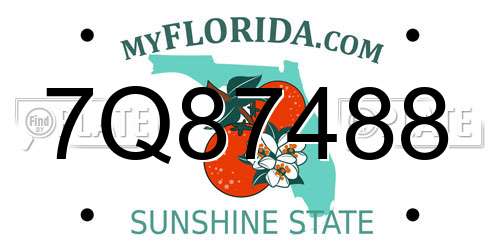 7Q87488 Florida License Plate
