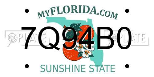 7Q94B0 Florida License Plate