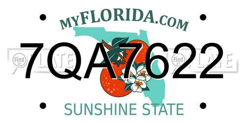 7QA7622 Florida License Plate