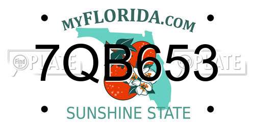 7QB653 Florida License Plate