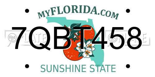 7QBT458 Florida License Plate