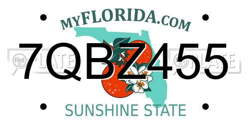 7QBZ455 Florida License Plate