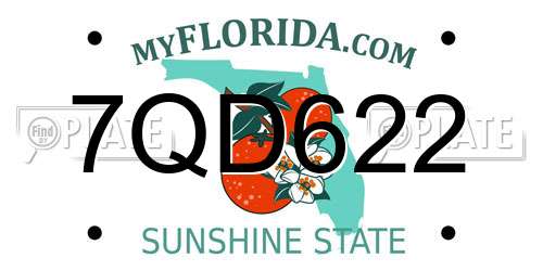 7QD622 Florida License Plate