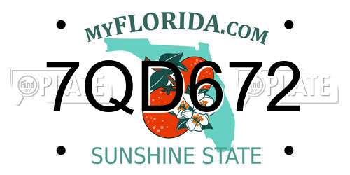 7QD672 Florida License Plate