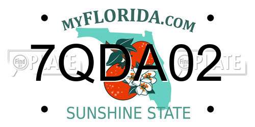 7QDA02 Florida License Plate
