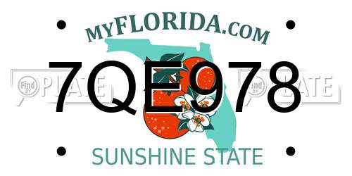 7QE978 Florida License Plate