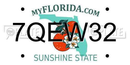 7QEW32 Florida License Plate