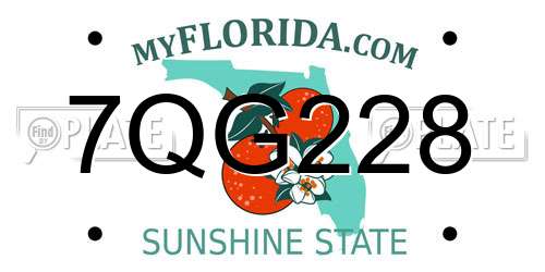 7QG228 Florida License Plate