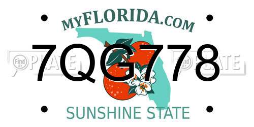 7QG778 Florida License Plate