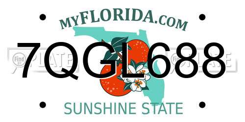 7QGL688 Florida License Plate