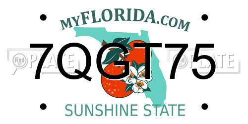 7QGT75 Florida License Plate
