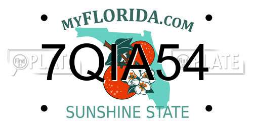 7QIA54 Florida License Plate