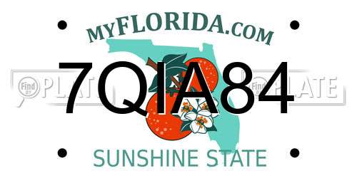 7QIA84 Florida License Plate