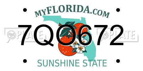 7QO672 Florida License Plate