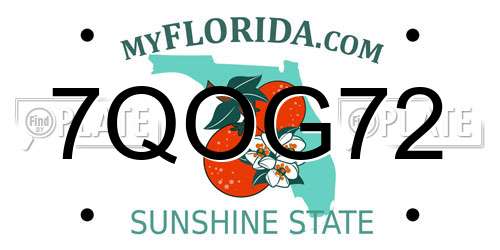 7QOG72 Florida License Plate