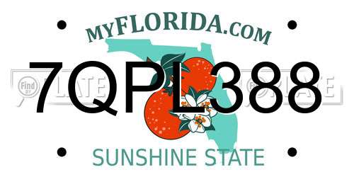 7QPL388 Florida License Plate