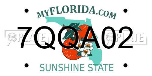 7QQA02 Florida License Plate