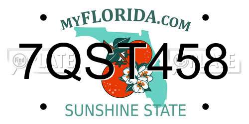 7QST458 Florida License Plate