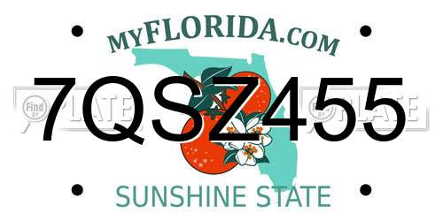 7QSZ455 Florida License Plate