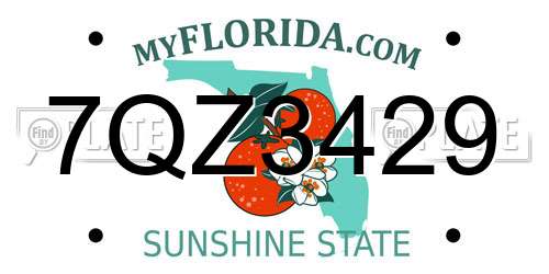 7QZ3429 Florida License Plate