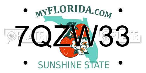 7QZW33 Florida License Plate