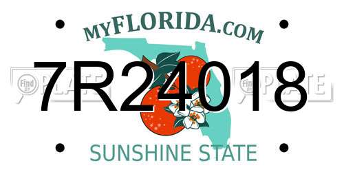 7R24018 Florida License Plate