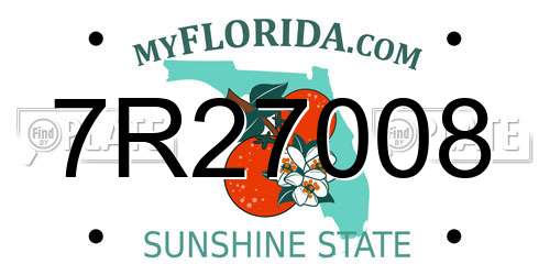 7R27008 Florida License Plate