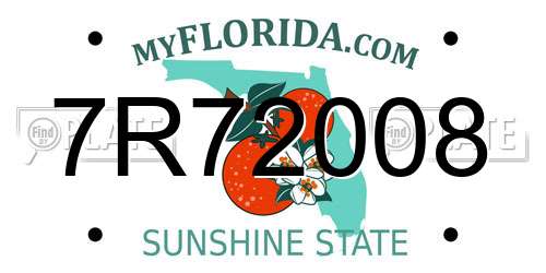 7R72008 Florida License Plate