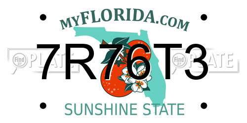 7R76T3 Florida License Plate