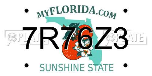 7R76Z3 Florida License Plate
